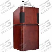 OKLAHOMA SOUND Sound Lectern: Mahogany, Amplifier/Handheld Microphone, Clip-On/Handheld, Mobile (MPN 950/901-MY/WT). Key specifications — Color: Mahogany; Brand: OKLAHOMA SOUND; Includes Battery: No; Material: Laminated Particle Board; Sound System Included: Handheld Microphone; Includes Document Rail: Yes.