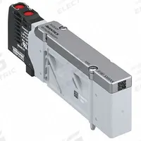 AVENTICS Directional Control Valve: 24V DC, Four-Way / Three-Position, Double Solenoid Actuator Type (MPN R573A2B60MA00F1). Key specifications — attr1326564: R573A2B60MA00F1; attr1326714: 24V DC; attr1326685: Solenoid Coil Included; attr1326706: Solenoid Air Control Valve; attr1326666: Double Solenoid; attr1326670: Closed.