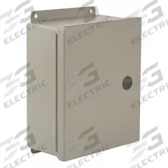 WIEGMANN Enclosure: Steel, 10 in x 8 in x 4 in, NEMA 12/4, Solid Cover, Hinged (MPN BN4100804CHQT). Key specifications — Closure Method: 1/4-Turn Latch; Brand: WIEGMANN; Knockouts: Not Included.