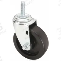 APPROVED VENDOR Stem Caster: 4 in Wheel Dia., 1 1/4 in Wheel Wd, Swivel, Swivel, 1/2 in Stem Dia. (MPN 32J825). Key specifications — Brand: APPROVED VENDOR; Thread Size: 1/2"-13; Wheel Bearing Type: Delrin; Wheel/Tread Color: Black; Roll Up: Swivel.