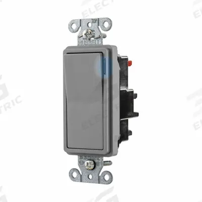 HUBBELL Wall Switch: Rocker Switch, 3-Way, Maintained, Gray, 120/277V AC - Rocker Wall Switches