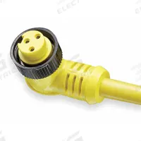 Cordset: 7/8"-16 Female Right Angle x Bare Wire, 3 Pins, Yellow, PVC, 12 ft Cable Lg (MPN 103001A01F120). Key specifications — Cable Jacket Color: Yellow; NEMA Rating: 6P; Cable Jacket Material: PVC; IP Rating: IP67; Wire Size: 16 AWG; Brand: BRAD HARRISON.