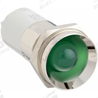 APPROVED VENDOR Protruding Panel Light: 16 mm Panel Mounting Hole Dia, LED, Green - LED Indicator Pilot Lights