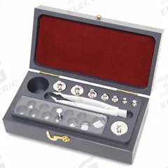 RICE LAKE WEIGHING SYSTEMS Calibration Weights Set: 50 g Nominal Mass, Cylinder/Leaf Calibration Wt (MPN 12455MV). Key specifications — Kit Contents Included: Tweezer; Brand: RICE LAKE WEIGHING SYSTEMS; Calibration Weight Material: Stainless Steel.