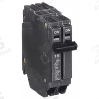 GE Miniature Circuit Breaker: THQP, 15 A, 120/240V AC, Single Phase, 10kA at 120/240V AC, Std (MPN THQP215). Key specifications — Amps: 15 A; AC Voltage Rating: 120/240V AC; Phase: Single; Max. AIR Rating: 10kA at 120/240V AC; For Use With: GE Panelboards.
