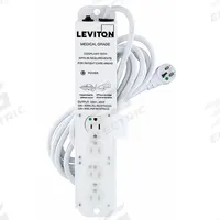 LEVITON Outlet Strip: 4 Outlets, 15 ft Cord Lg, 644 J Rated Energy, 15 A Current, White, 5-20P (MPN 5304M-1N5). Key specifications — Brand: LEVITON; Mounting Style: Screw.
