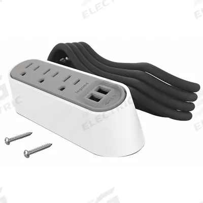 LEGRAND Furniture Power Outlet: 3 Outlets, 6 ft Cord Lg, White, 5-15R, 6 in Wd - Furniture Power Strips