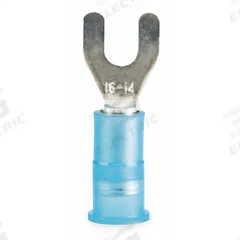 3M Fork Terminals: Blue, Nylon, #6 Stud Size, 16 AWG – 14 AWG Wire Range, Std Fork, 600 V (MPN MNG14-6FX). Key specifications — Manufacturer Part Number: MNG14-6FX; Brand: 3M.
