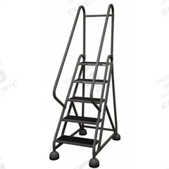COTTERMAN Rolling Ladder: 3.8 ft Platform Ht, Partially Assembled, Steel, Wt-Actuated Auto-Lock (MPN ST-521 A2 C1 P5). Key specifications — Includes Handrails: Handrails Included; Material: Steel; Brand: COTTERMAN; Color: Gray.