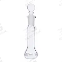 GLOBE SCIENTIFIC Volumetric Flask: 5 mL, Colorless, A, 0.02 mL, Includes Closure, 70 mm Overall Ht (MPN 8200005). Key specifications — Tolerance: 0.02 mL; Body Color: Colorless; Brand: GLOBE SCIENTIFIC; Compatible with Stopper Size: 9; USP Specification: Type I.