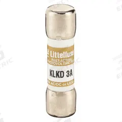LITTELFUSE Fuse: KLKD Series, Midget, Fast-Acting, 3 A, 600 V AC, 600 V DC, 13/32 in x 1 1/2 in (MPN KLKD003). Key specifications — attr1287209: KLKD; attr211192: LITTELFUSE.