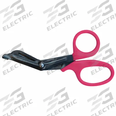EMI Shears: Shear, Titanium, Angled/Rounded, Plastic, 7 1/2 in Overall Lg, Reusable - Trauma Shears