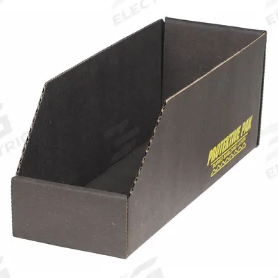 PROTEKTIVE PAK Corrugated Shelf Bin: 18 in Overall Lg, 4 in x 4 1/2 in, Black - ESD Static-Control Cardboard Shelf Bins