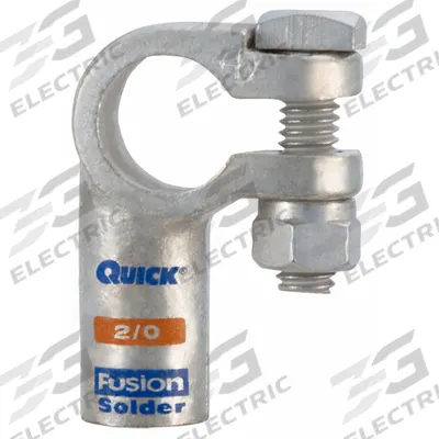 FUSION Battery Terminal: Right Elbow, Solder, 2/0 ga, Orange Color, Positive - Right Elbow Alignment