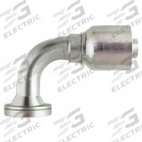PARKER Hydraulic Crimp Fitting: Steel x Steel, 90° Elbow, -16 For Hose Dash Size, Male x Genderless (MPN 16N43-20-16). Key specifications — Fitting Gender: Male x Genderless; Fitting Connection Type: Flange x Crimp; Thread Size: 0.511"-27; For Hose Dash Size: -16; Brand: PARKER.