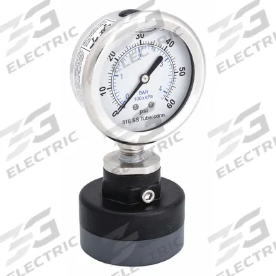 KODIAK Pressure Gauge with Diaphragm Seal: 0 psi to 60 psi, KC301, 2 1/2 in Dial - Dial Pressure Gauges with Thermoplastic Seal