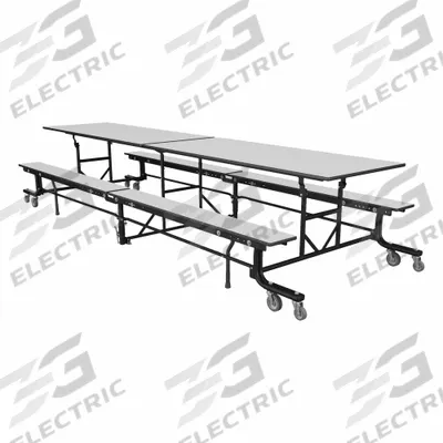 PALMER HAMILTON Cafeteria Bench Table: Gray Glace, Bench Seat, 29 in Overall Ht - Bi-Fold Cafeteria Tables