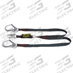MILLER BY PIP Shock-Absorbing Lanyard: Shock Pack, Arc-Flash Rated, Steel Rebar Hook, 2 Legs, Black (MPN 8798KR-Z7/6FTBK). Key specifications — Brand: MILLER BY PIP; Color: Black; Visual Load Indicator: Yes; Shock-Absorbing Lanyard Material: Kevlar.