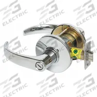 STANLEY SECURITY SOLUTIONS Door Lockset: Privacy Lever Locksets, Chrome, ADA Compliant, LFIC (MPN 9K30L14DS3625). Key specifications — Ligature Resistance: Not Ligature-Resistant; Brand: STANLEY SECURITY SOLUTIONS; Lockset Function ANSI Code: F76; Visual Indicator Message: No Message; Lockset Style: Curved Return; ADA Compliant: Yes; Finish: Bright Chromium-Plated : Zinc Alloy.