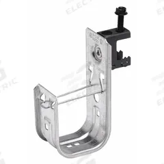 COOPER B-LINE J-Hook: Clamp-On with Locking Latch, 2 in Max. Bundle Dia., 30 lb Max. Load Capacity (MPN BCH32-C1). Key specifications — Material: Galvanized Steel; Mounting: 360° Horizontal Rotation; Includes Locking Latch: Yes; Color: Silver; Brand: COOPER B-LINE; Mounting Location: Beam; Mounting & Attachment (subhead): Clamp-On with Locking Latch.