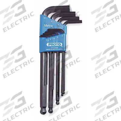 PROTO Hex Key Set: 6 - 10 Pieces, L, Metric, Single Ball End, Long, 9 Pieces - L-Shaped Hex Key Sets