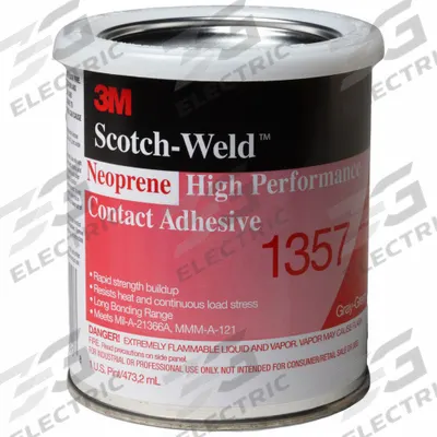 3M Contact Cement: 1357, Gen Purpose, 1 pt, Can, Gray/Green - General Purpose Contact Adhesives