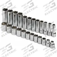 SK PROFESSIONAL TOOLS Socket Set: 3/8 in Drive, 24 Piece, 6-Point, Metric, 8 mm to 19 mm (MPN 89024). Key specifications — attr1224269: 3/8 in; attr1204685: Not Tether Capable; attr1204650: 8 mm to 19 mm; attr1204673: Socket Bits Not Included; attr1204688: SK PROFESSIONAL TOOLS; attr1224230: Friction; attr1206170: Deep Sockets.