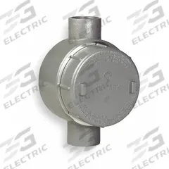 Conduit Outlet Body: Iron, GE, 1 in Trade Size, C Body, 42 cu in Body Capacity (MPN GESCT-3M). Key specifications — Series: For Standard Body; Compatible Conduit Trade Size: 1 in; Thread Gender: Female; Hub Style: Threaded; Cover Included: Yes; Body Style: C; Connection Type: Threaded; Back Type: Flat.