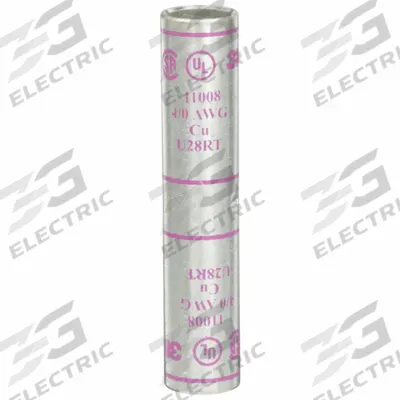 3M Open Barrel Splices: 4/0 AWG Wire Size, Purple Code, 3.38 in, Copper Barrel - Crimped Butt Splice Compression Connectors
