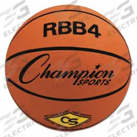 CHAMPION SPORTS Basketball: 28 1/2 in Circumference, Rubber, Orange, Intermediate Size Basketball (MPN RBB4). Key specifications — attr985526: CHAMPION SPORTS; attr985550: Rubber; attr985543: Orange; attr1031786: Intermediate Size Basketball.