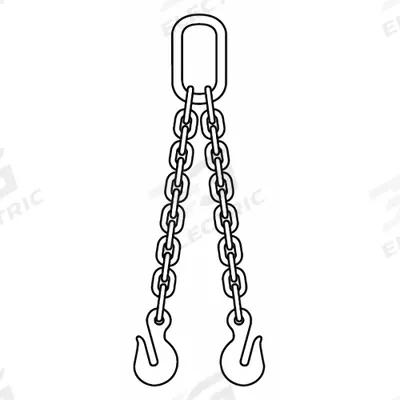 APPROVED VENDOR Chain Sling: 3/8 in Chain Trade Size, 80 Chain Grade, Grab Hook, Steel - Grade-80 Double-Leg Chain Slings