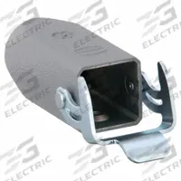 HARTING M20 Rectangular Connector Housing: Size 3 A, Cable to Cable Mount, Gray, Zinc Die-Cast, Zinc (MPN 19200031750). Key specifications — IP Rating: IP44; Size Designation: 3 A; Cable Entry Thread Size: M20; Seal Material: NBR; Locking Type: Single Lever; Brand: HARTING; Primary Material: Zinc; Operating Temperature Range: -40 to 125 Degrees C.