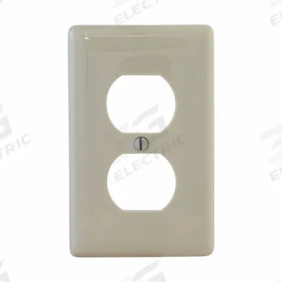HUBBELL Wall Plate: Duplex Outlet, 1 Gang, Almond - General Purpose Wall Plates