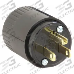 BRYANT Straight Blade Plug: 5-15P, 125V AC, 15 A, 2 Pole, 3 Blade, Black (MPN 5965B)