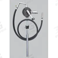 DAYTON Hand Pump: Rotary Action, Pump with Hose & Nozzle, Cast Iron Housing, 10.67 oz per stroke (MPN 4VCR4). Key specifications — Brand: DAYTON; Housing Material: Cast Iron; Maximum Flow Rate: 10.67 oz per stroke; Seal Material: Graphite.