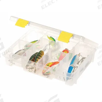 PLANO MOLDING Compartment Box: 9 in x 7 in x 2 in, Clear - Small Parts Compartmented Boxes with Adjustable Dividers