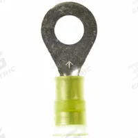 3M Ring Terminal: Yellow, Nylon Insulation, 1/4 in Stud Size, 12 AWG to 10 AWG Wire Sizes, 1,000 V (MPN MNG10-14R/SX). Key specifications — attr1308027: 3M.