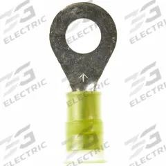 3M Ring Terminal: Yellow, Nylon Insulation, 1/4 in Stud Size, 12 AWG to 10 AWG Wire Sizes, 1,000 V (MPN MNG10-14R/SX). Key specifications — attr1308027: 3M.