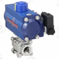 DYNAQUIP CONTROLS Pneumatically Actuated Two-Way Ball Valve: 3/4 in, Stainless Steel, FNPT x FNPT (MPN P3S24AJDA052A). Key specifications — Brand: DYNAQUIP CONTROLS; Pilot Solenoid Voltage: 115V AC.