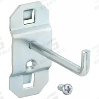 APPROVED VENDOR Single Rod Pegboard Hook: 2 1/2 in x 1 in, Screw-In, Surface, Silver (MPN 6YB87). Key specifications — Mounting Type: Surface; Finish: Zinc-Plated; Color: Silver; Accessory Type: 90-Degree Single Hook; Locking System: Screw-In; Brand: APPROVED VENDOR.