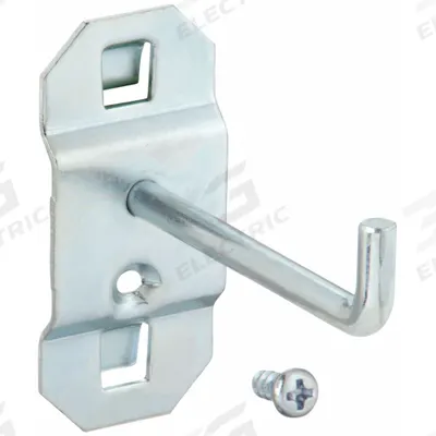 APPROVED VENDOR Single Rod Pegboard Hook: 2 1/2 in x 1 in, Screw-In, Surface - Hooks for Square-Hole Pegboard