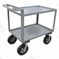 APPROVED VENDOR Utility Cart: 1,500 lb, 36 in L x 24 in W Shelf, 2 Shelves, Gray, Flat (MPN 5CGZ9). Key specifications — Caster/Wheel Configuration: (2) Rigid; Brand: APPROVED VENDOR; Caster Wheel/Tread Material: Polyurethane.