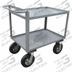 APPROVED VENDOR Utility Cart: 1,500 lb, 36 in L x 24 in W Shelf, 2 Shelves, Gray, Flat (MPN 5CGZ9). Key specifications — Caster/Wheel Configuration: (2) Rigid; Brand: APPROVED VENDOR; Caster Wheel/Tread Material: Polyurethane.