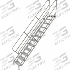 TRI-ARC Portable Stairs: 12.7 ft Overall Ht, Steel, 450 lb Load Capacity, Perforated, 12 Steps (MPN WISS112246). Key specifications — attr1050559: Gray; attr1050557: TRI-ARC.