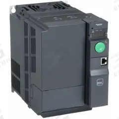SCHNEIDER Variable Frequency Drive: In Phase Three, Out Phase Three, 10 hp, IP20, No Bypass, Book (MPN ATV320U75N4B). Key specifications — Style: Book; Color: Black/Blue/Gray; Output Phase: Three.