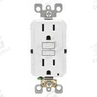 LEVITON GFI Receptacle: Decorator Duplex, 5-15, White, GFCI, 125V AC, 15 A, 2 Pole / 3 Wire (MPN GFNT1-W)