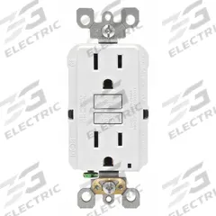 LEVITON GFI Receptacle: Decorator Duplex, 5-15, White, GFCI, 125V AC, 15 A, 2 Pole / 3 Wire (MPN GFNT1-W)