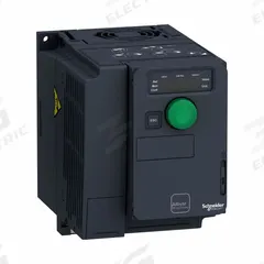SCHNEIDER Variable Frequency Drive: In Phase Three, Out Phase Three, 1 hp, IP20, No Bypass, Compact (MPN ATV320U07N4C). Key specifications — Style: Compact; Color: Black/Green; Output Phase: Three.