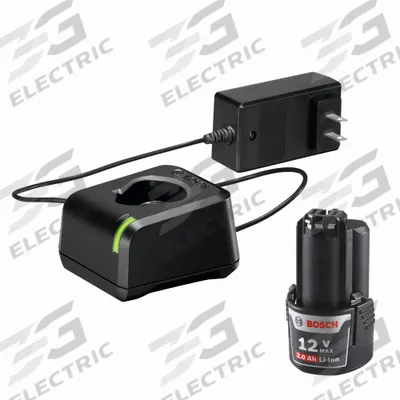 BOSCH Battery and Charger Kit: 2 Ah, Battery Included, Charger Included - Bosch Cordless Tool Batteries