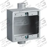 HUBBELL KILLARK Device Box: Iron, Square, 2 Gangs, 1/2 in Hub Size, 50 cu in Capacity, Gray (MPN 2FDC-1M). Key specifications — Color: Gray; Brand: HUBBELL KILLARK.